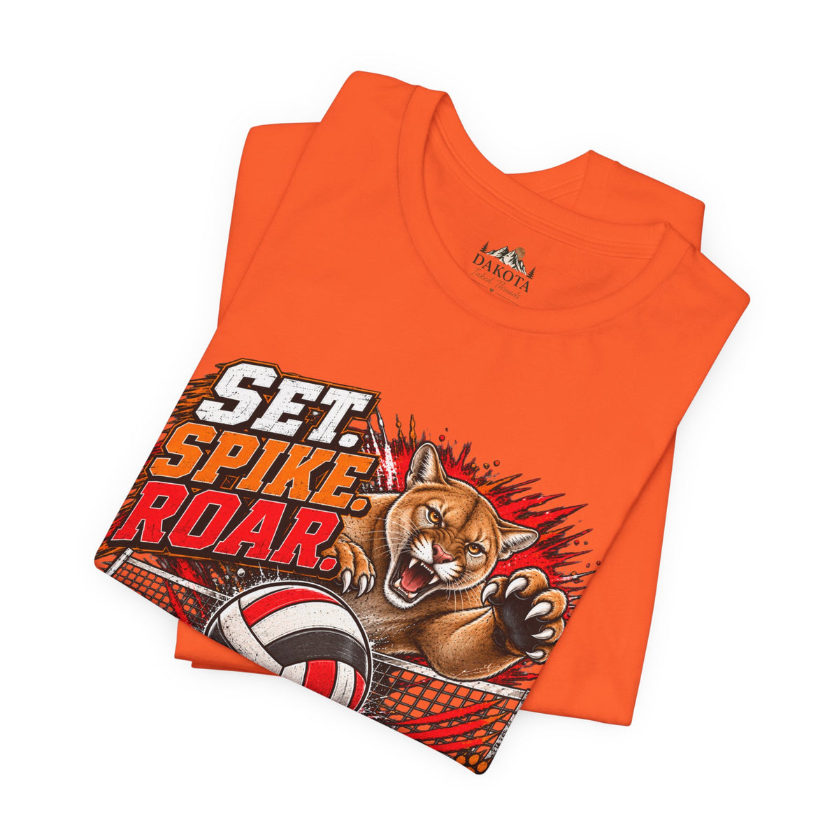 Spirit Wear Graphic Tee | Cougars Volleyball T-Shirt | Set Spike Roar Volleyball Shirt