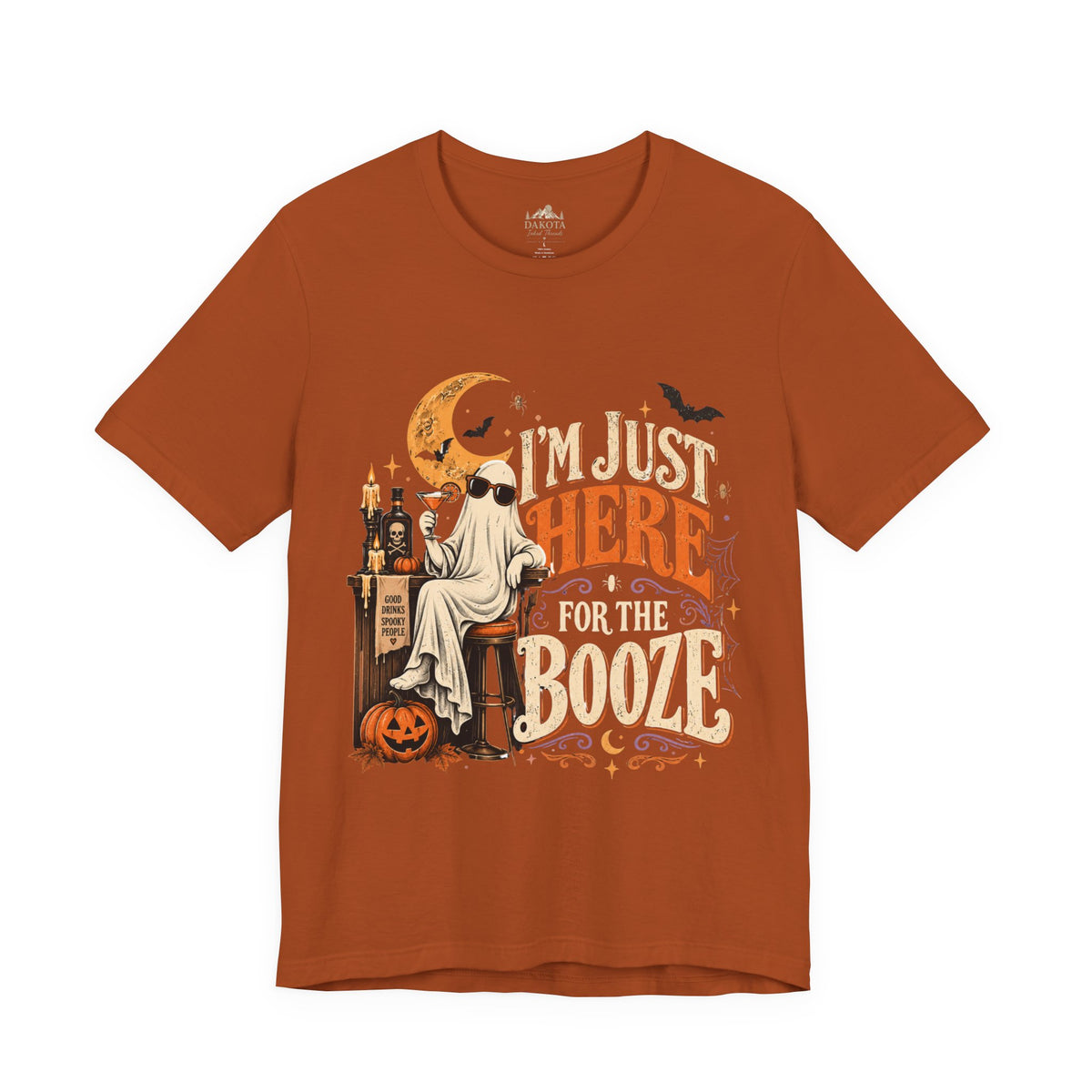 I'm Just Here for the Booze Shirt | Funny Halloween Shirt | Vintage Witchy Halloween Tee | Bella+Canvas Spooky Season Party Shirt