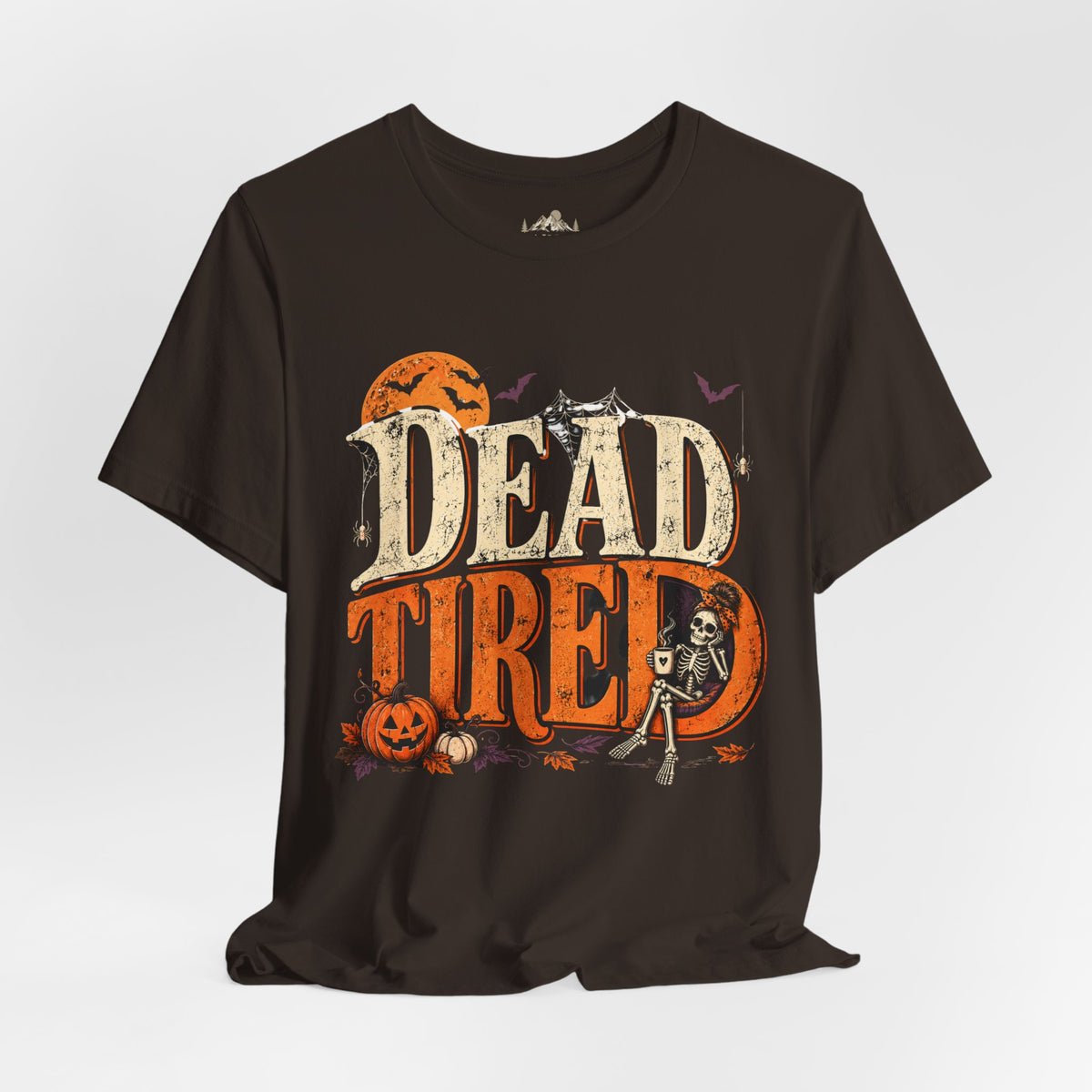 Dead Tired Halloween Shirt | Vintage Skeleton Halloween Tee | Funny Spooky Season Shirt | Bella+Canvas Fall Halloween Graphic Tee | Bella+Canvas Dead Tired Halloween Tee
