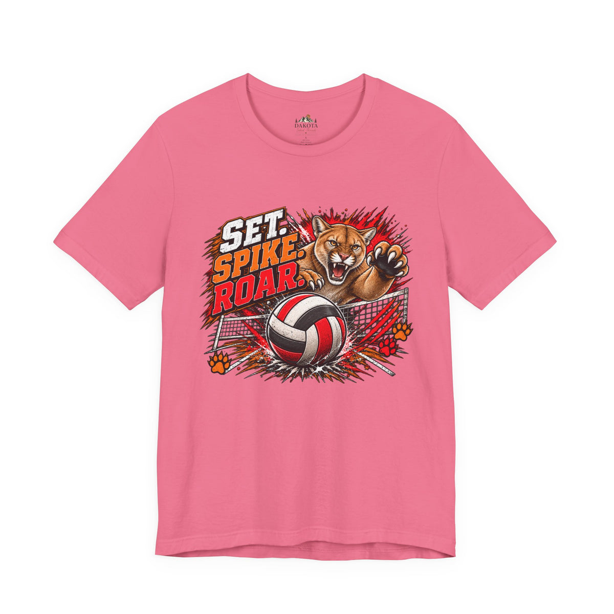 Spirit Wear Graphic Tee | Cougars Volleyball T-Shirt | Set Spike Roar Volleyball Shirt