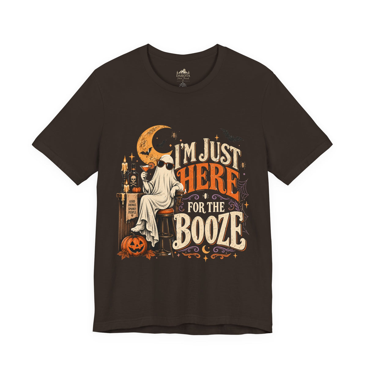 I'm Just Here for the Booze Shirt | Funny Halloween Shirt | Vintage Witchy Halloween Tee | Bella+Canvas Spooky Season Party Shirt