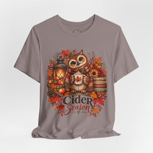 Cider Season Owl Shirt | Cozy Fall Shirt | Autumn Owl Graphic Tee | Cute Cider Season Shirt | Pumpkin Spice Fall Tee