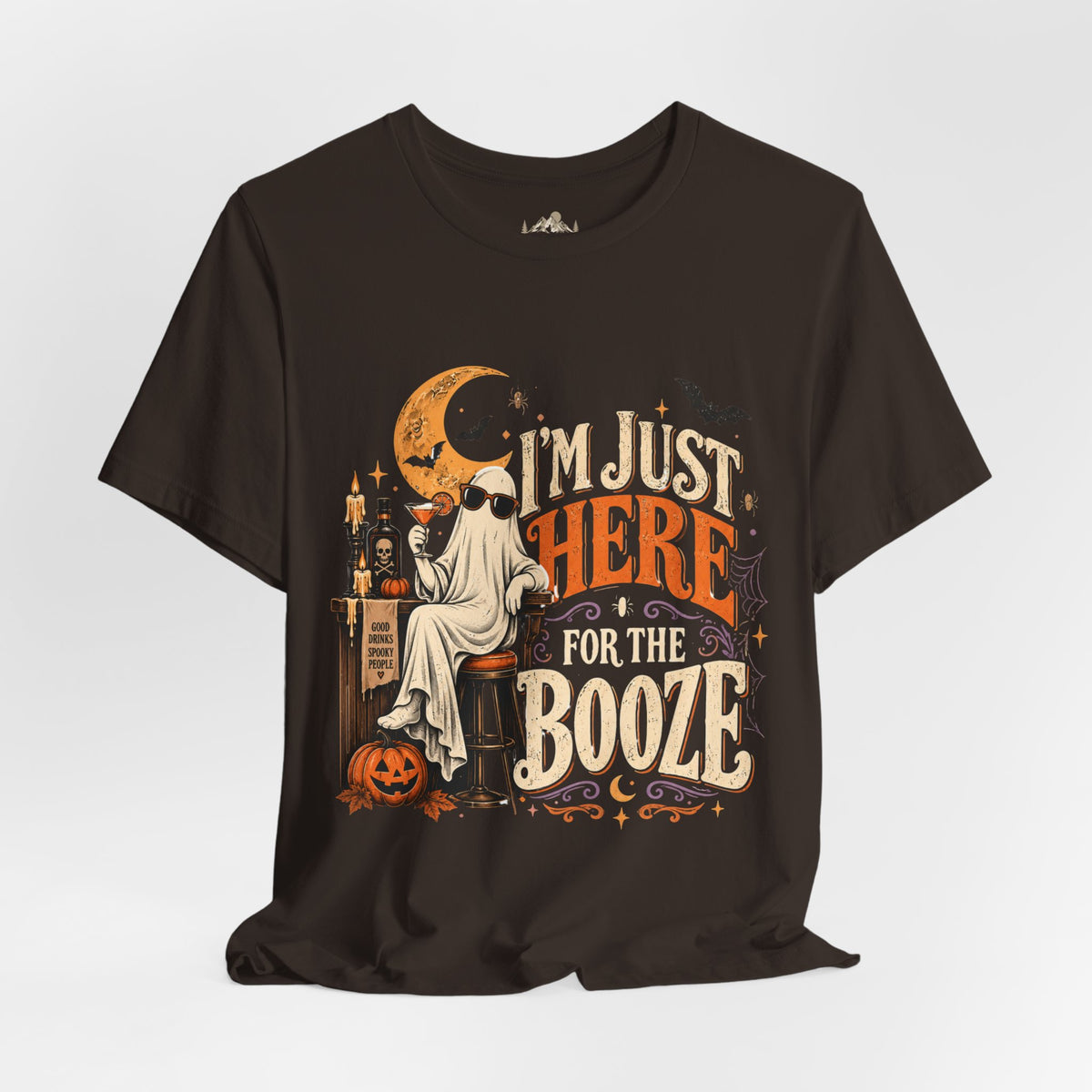 I'm Just Here for the Booze Shirt | Funny Halloween Shirt | Vintage Witchy Halloween Tee | Bella+Canvas Spooky Season Party Shirt