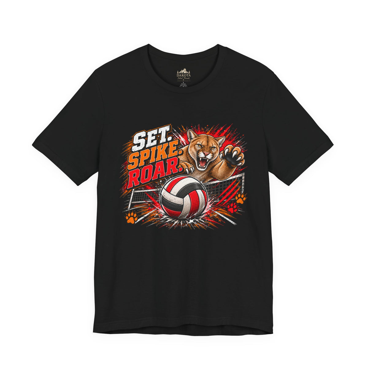 Spirit Wear Graphic Tee | Cougars Volleyball T-Shirt | Set Spike Roar Volleyball Shirt