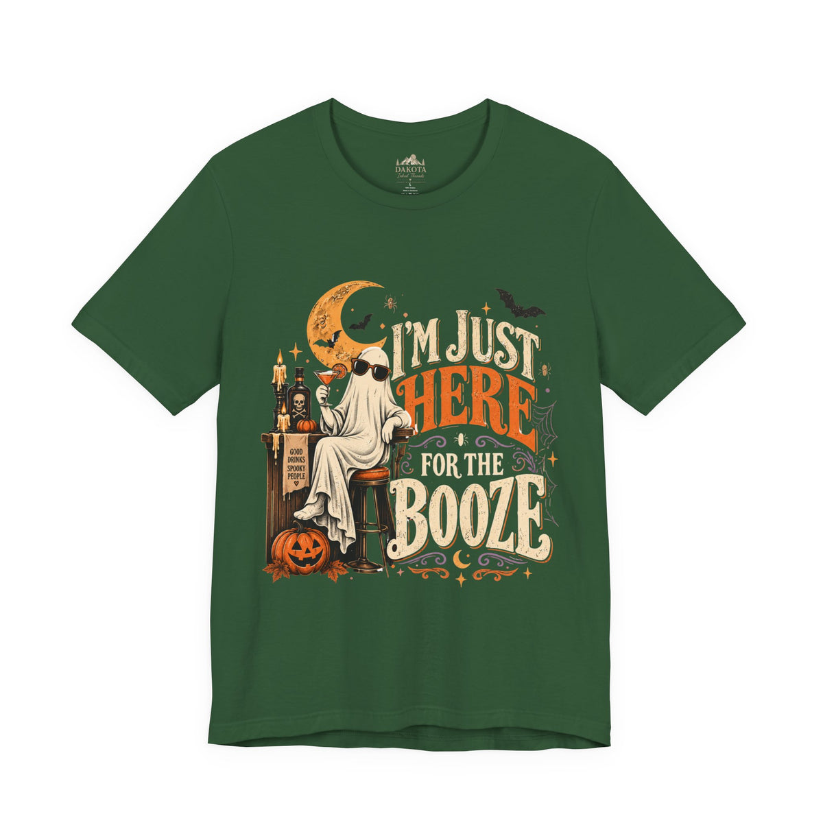 I'm Just Here for the Booze Shirt | Funny Halloween Shirt | Vintage Witchy Halloween Tee | Bella+Canvas Spooky Season Party Shirt