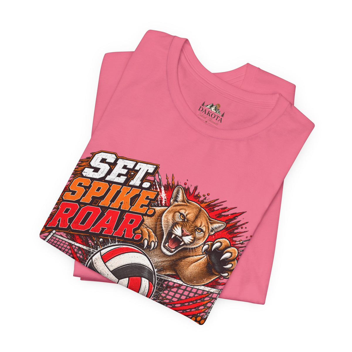 Spirit Wear Graphic Tee | Cougars Volleyball T-Shirt | Set Spike Roar Volleyball Shirt