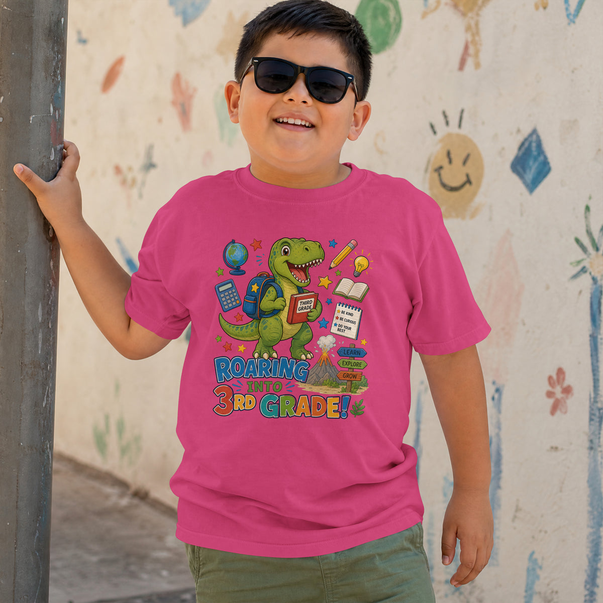 Roaring Into 3rd Grade Dinosaur Shirt – Back to School Tee