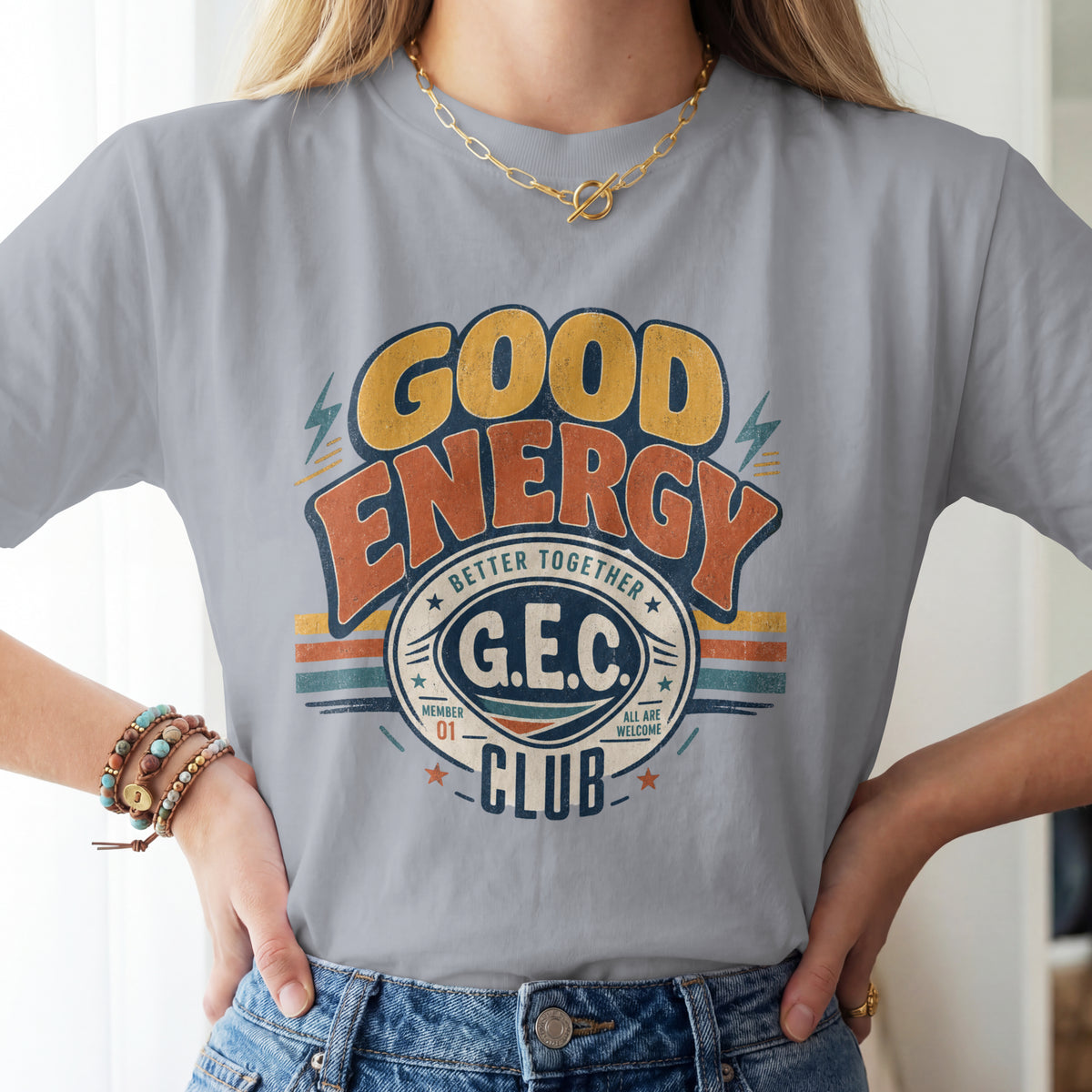 Good Energy Club T-Shirt | Positive Vibes Shirt | Retro Graphic Tee