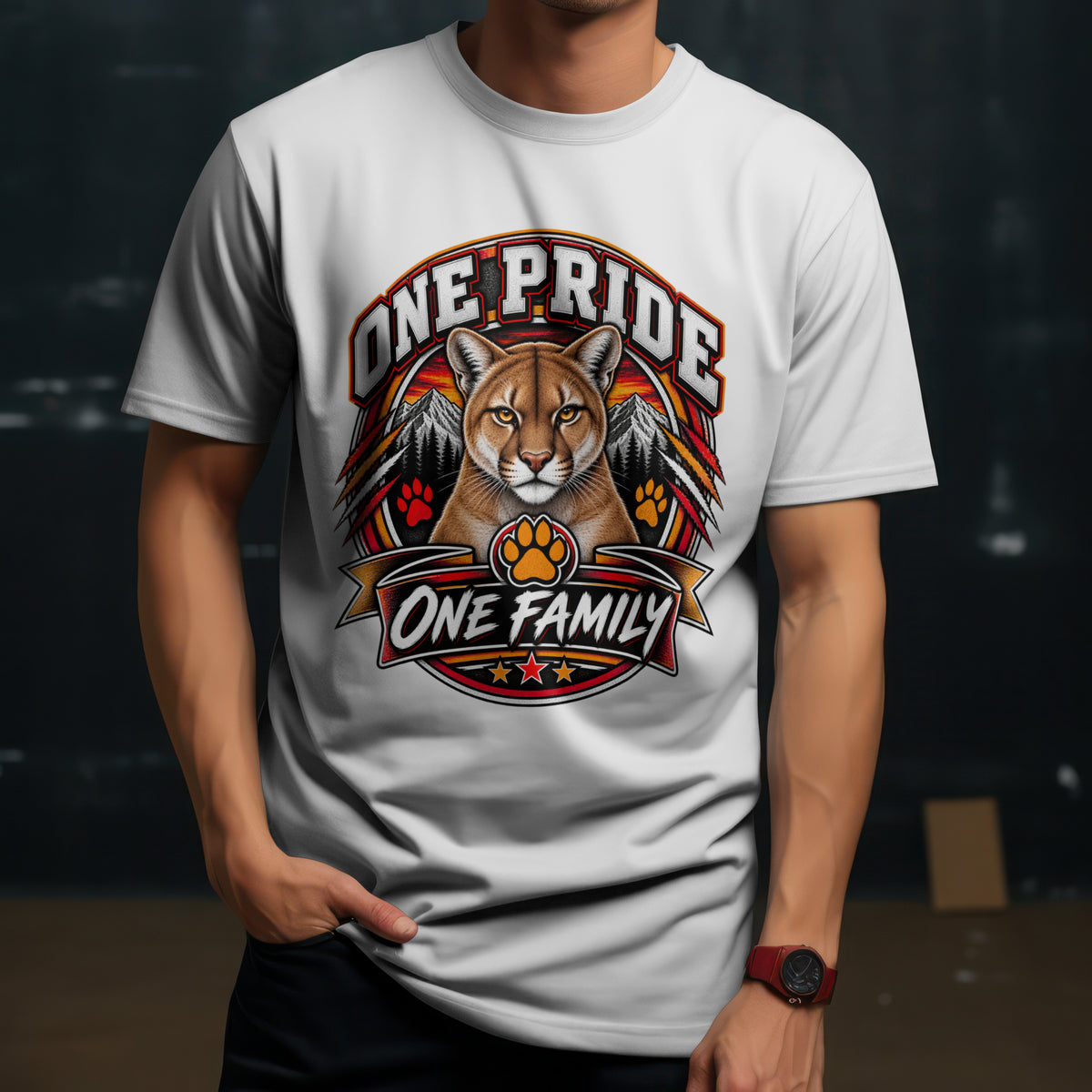 One Pride One Family – Cougar School Spirit Shirt