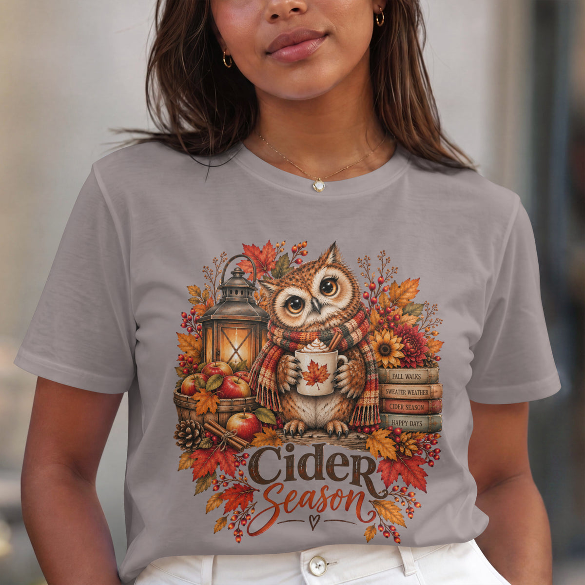 Cider Season Owl Shirt | Cozy Fall Shirt | Autumn Owl Graphic Tee | Cute Cider Season Shirt | Pumpkin Spice Fall Tee