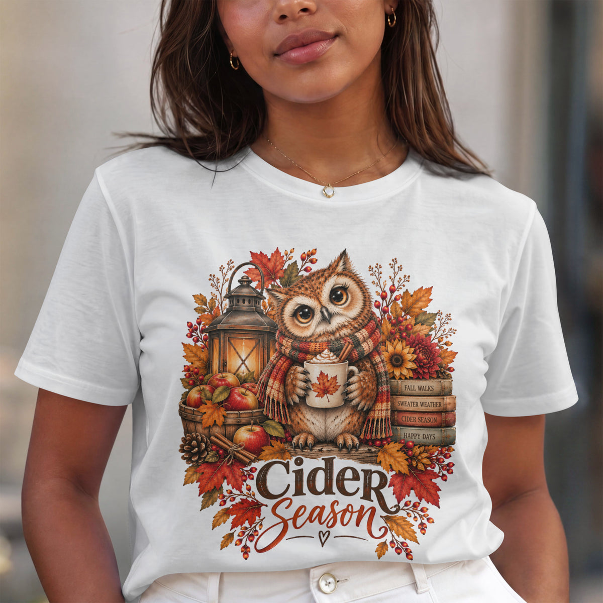 Cider Season Owl Shirt | Cozy Fall Shirt | Autumn Owl Graphic Tee | Cute Cider Season Shirt | Pumpkin Spice Fall Tee