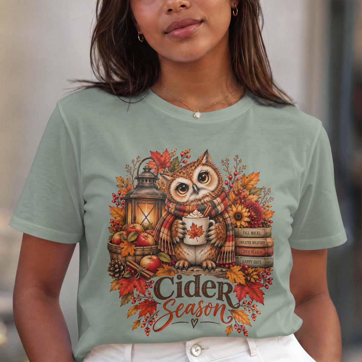 Cider Season Owl Shirt | Cozy Fall Shirt | Autumn Owl Graphic Tee | Cute Cider Season Shirt | Pumpkin Spice Fall Tee