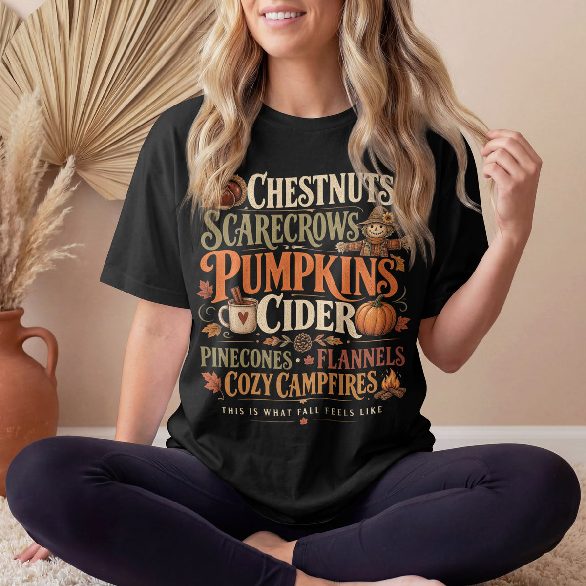 Fall Shirt | Pumpkins & Cider Tee | Cozy Autumn Shirt | Chestnuts Scarecrows Pinecones & Campfires | Fall Graphic Tee