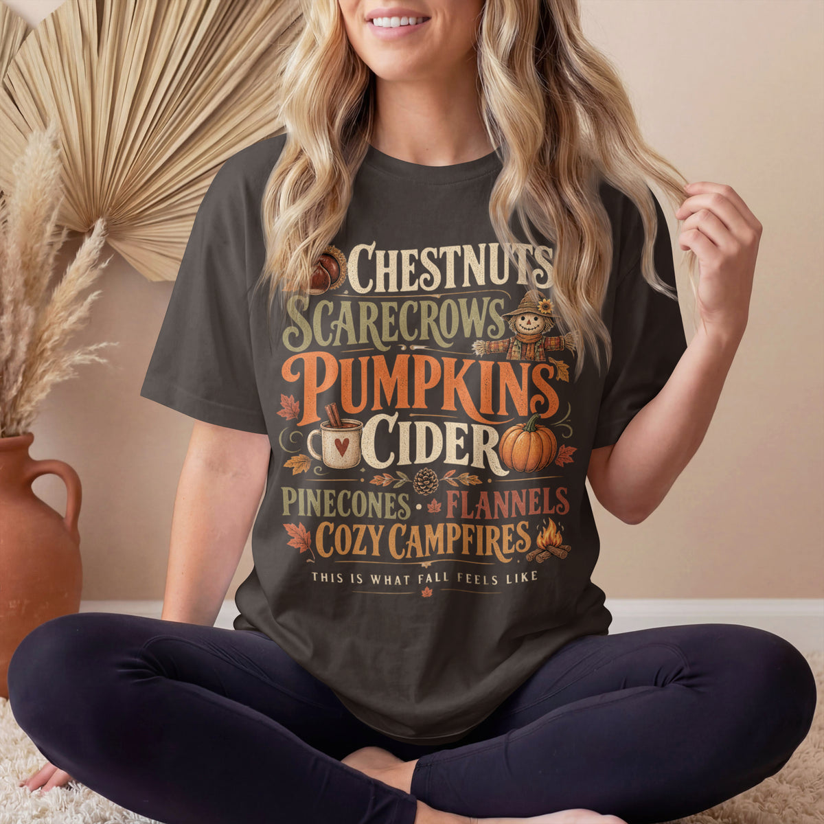 Fall Shirt | Pumpkins & Cider Tee | Cozy Autumn Shirt | Chestnuts Scarecrows Pinecones & Campfires | Fall Graphic Tee