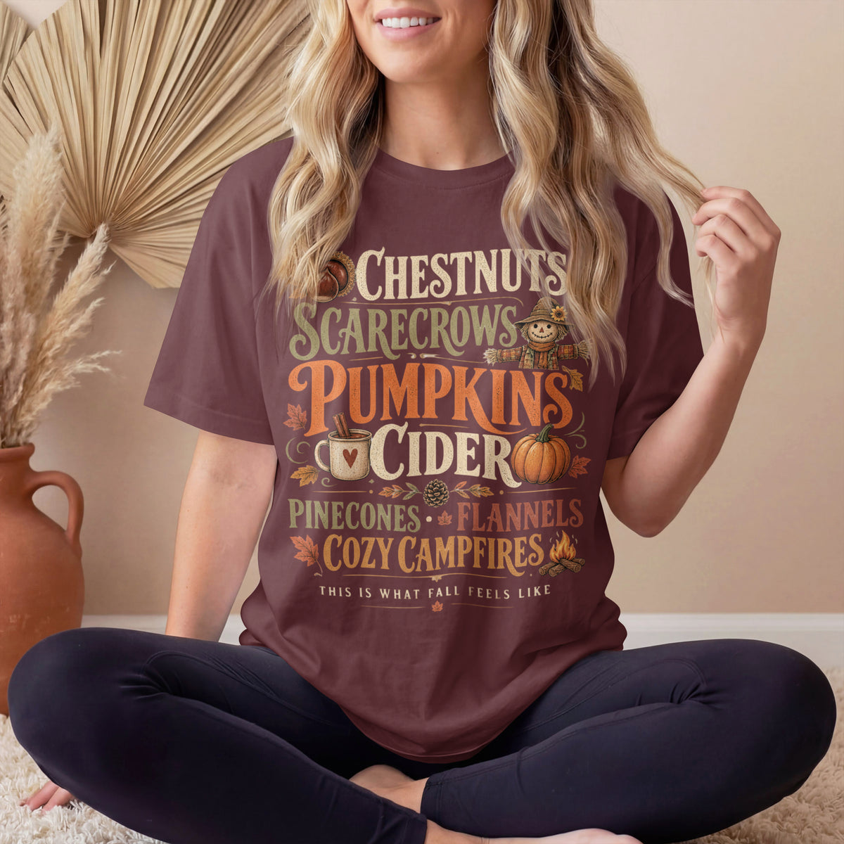 Fall Shirt | Pumpkins & Cider Tee | Cozy Autumn Shirt | Chestnuts Scarecrows Pinecones & Campfires | Fall Graphic Tee
