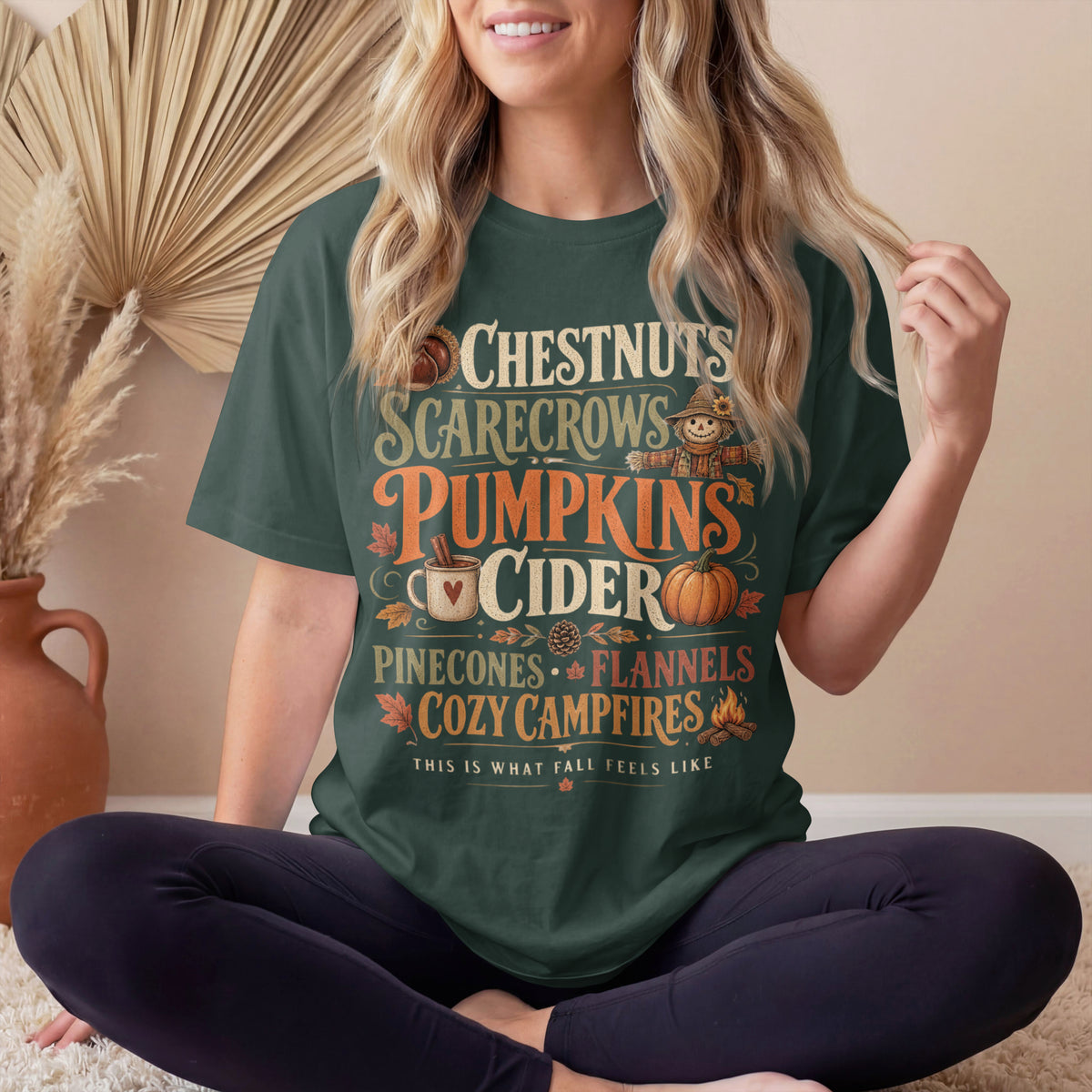 Fall Shirt | Pumpkins & Cider Tee | Cozy Autumn Shirt | Chestnuts Scarecrows Pinecones & Campfires | Fall Graphic Tee