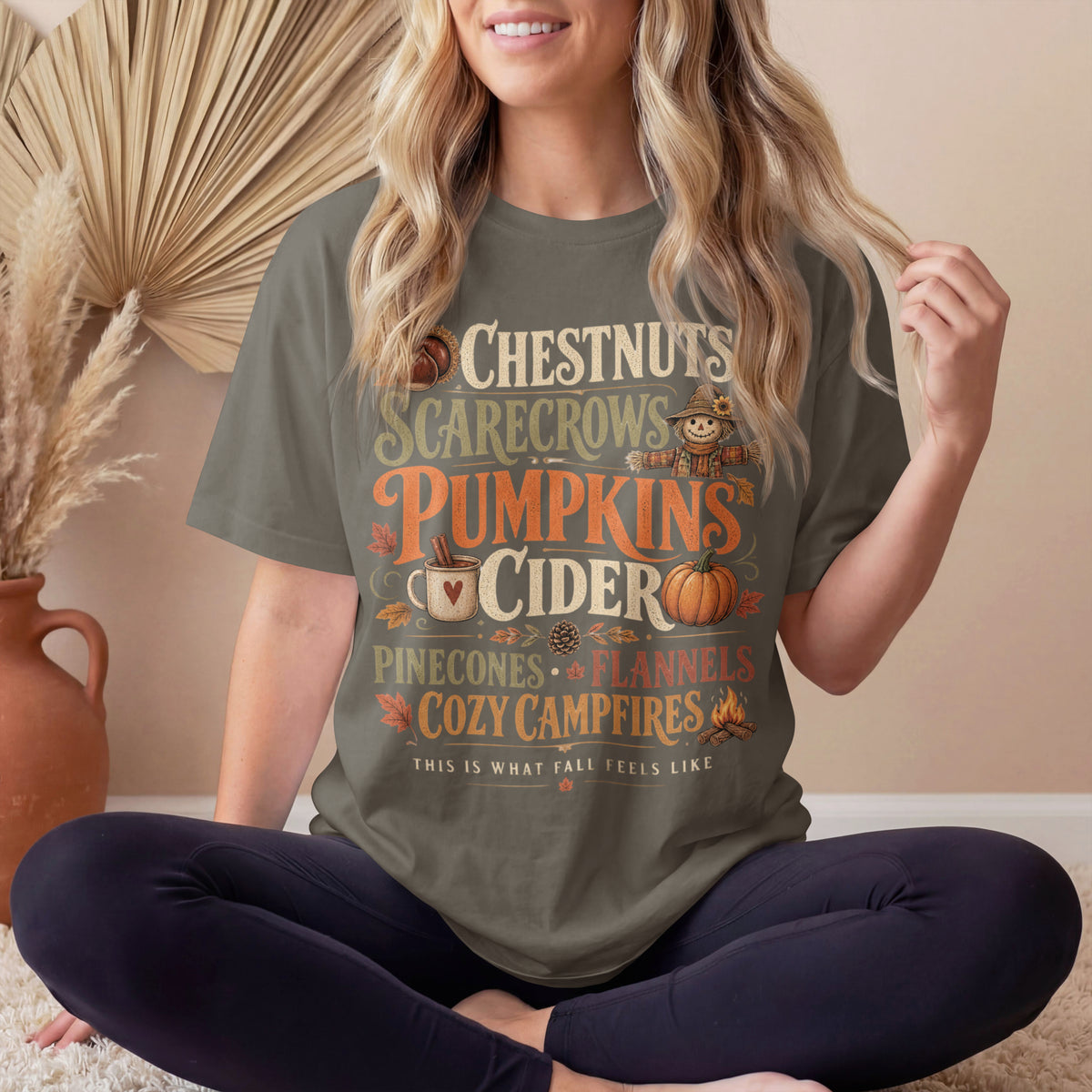 Fall Shirt | Pumpkins & Cider Tee | Cozy Autumn Shirt | Chestnuts Scarecrows Pinecones & Campfires | Fall Graphic Tee