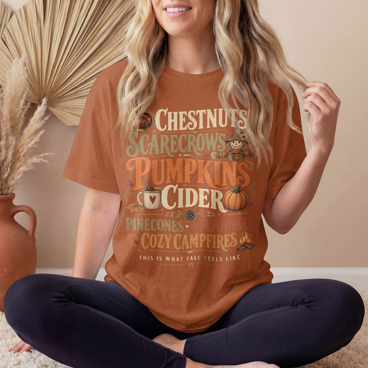 Fall Shirt | Pumpkins & Cider Tee | Cozy Autumn Shirt | Chestnuts Scarecrows Pinecones & Campfires | Fall Graphic Tee