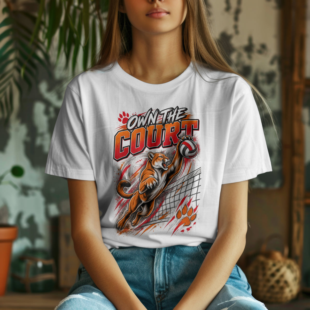 Spirit Wear Graphic Tee | Cougars Volleyball T-Shirt | Own the Court Cougars Volleyball Shirt