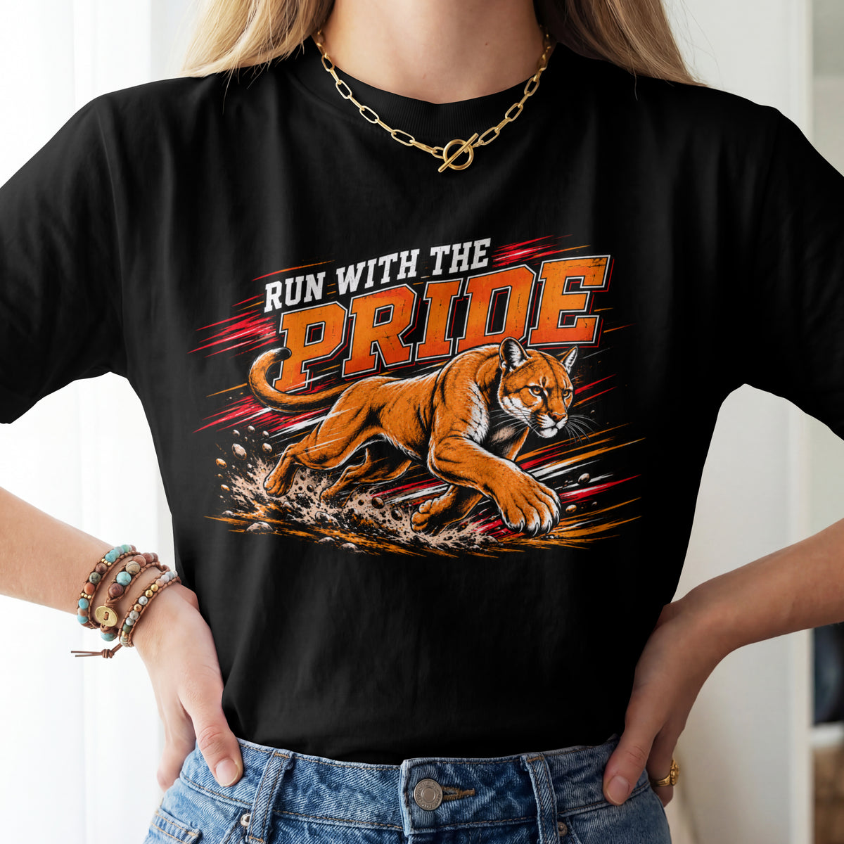 Cougar Spirit Wear Graphic Tee | Cougar Cross Country/Track & Field T-shirt | Cougar Run with the Pride Shirt