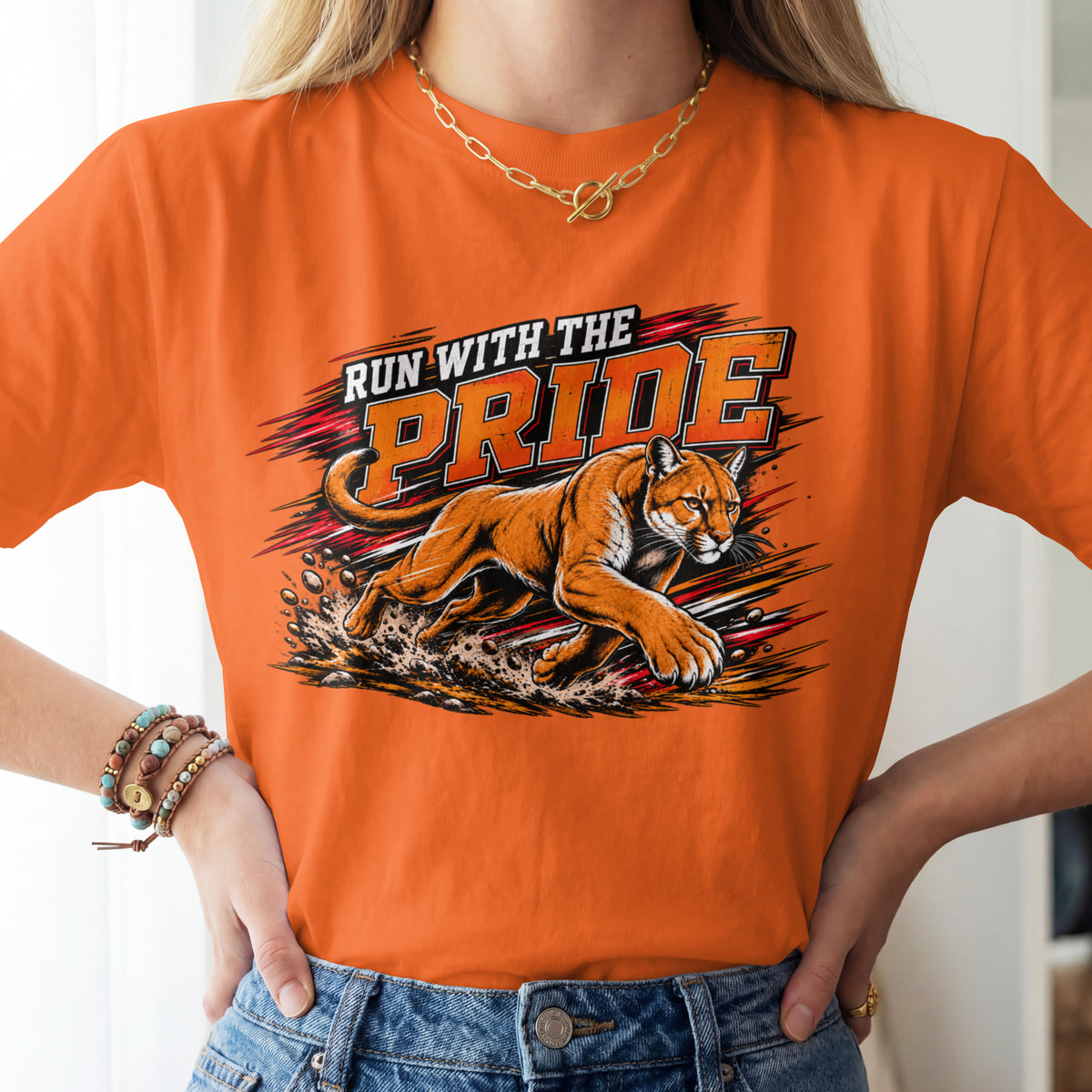 Cougar Spirit Wear Graphic Tee | Cougar Cross Country/Track & Field T-shirt | Cougar Run with the Pride Shirt