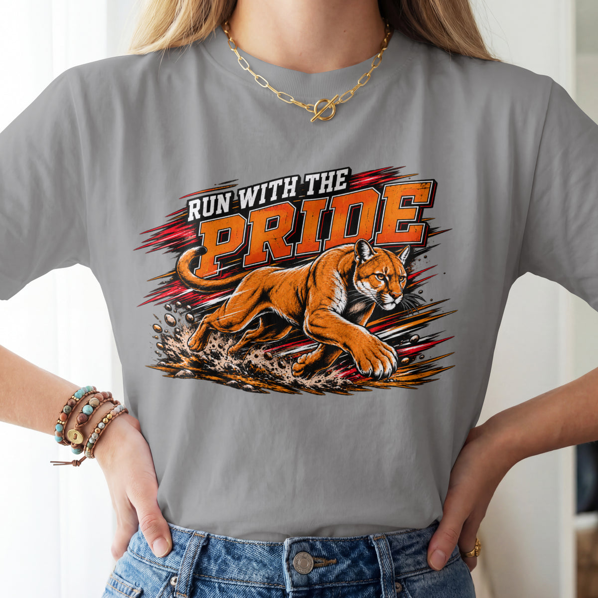 Cougar Spirit Wear Graphic Tee | Cougar Cross Country/Track & Field T-shirt | Cougar Run with the Pride Shirt