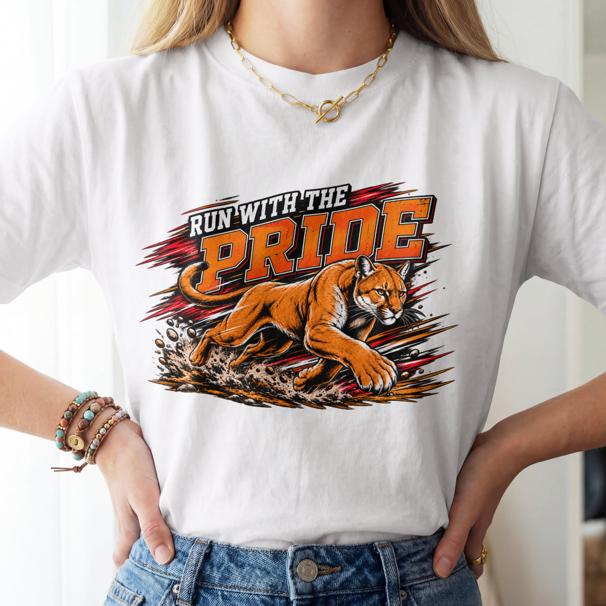 Cougar Spirit Wear Graphic Tee | Cougar Cross Country/Track & Field T-shirt | Cougar Run with the Pride Shirt