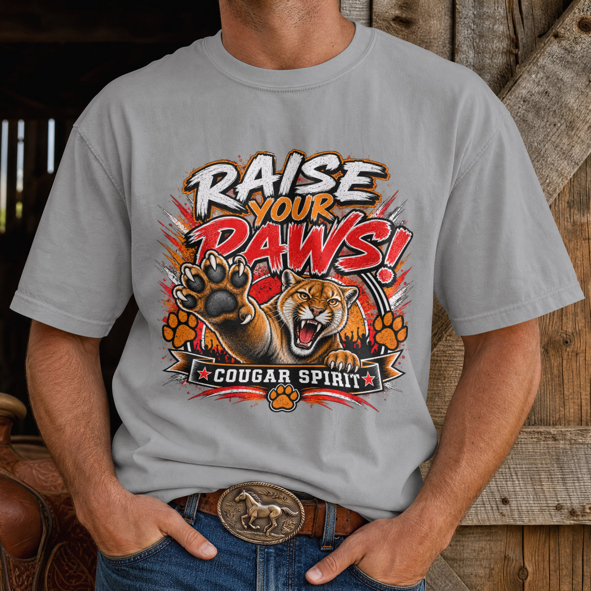 Spirit Wear Graphic Tee | Cougar Spirit T-shirt | Raise Your Paws Shirt
