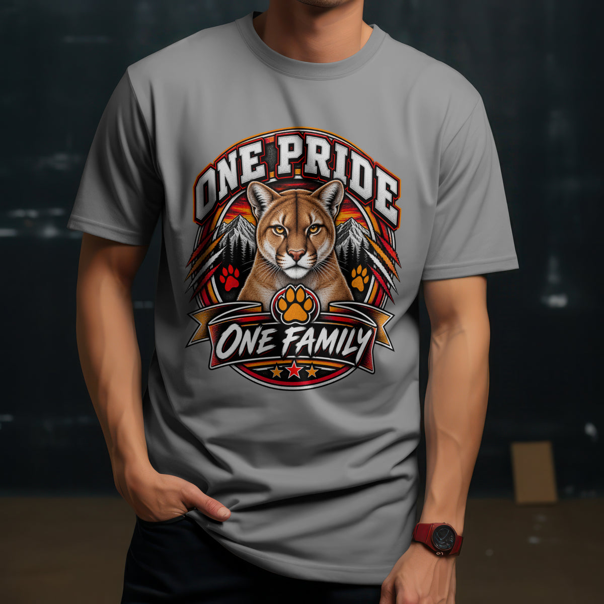 Spirit Wear Graphic Tee | Cougars School Spirit Shirt | One Pride One Family Cougars T-Shirt