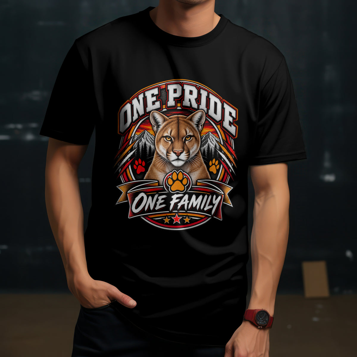 Spirit Wear Graphic Tee | Cougars School Spirit Shirt | One Pride One Family Cougars T-Shirt