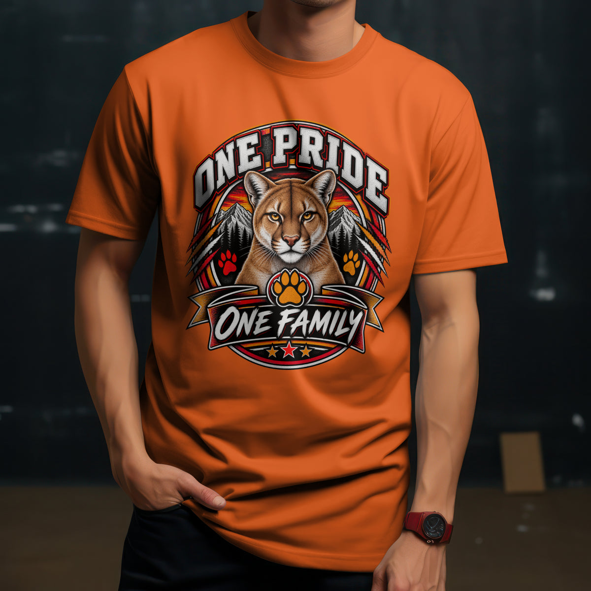 Spirit Wear Graphic Tee | Cougars School Spirit Shirt | One Pride One Family Cougars T-Shirt