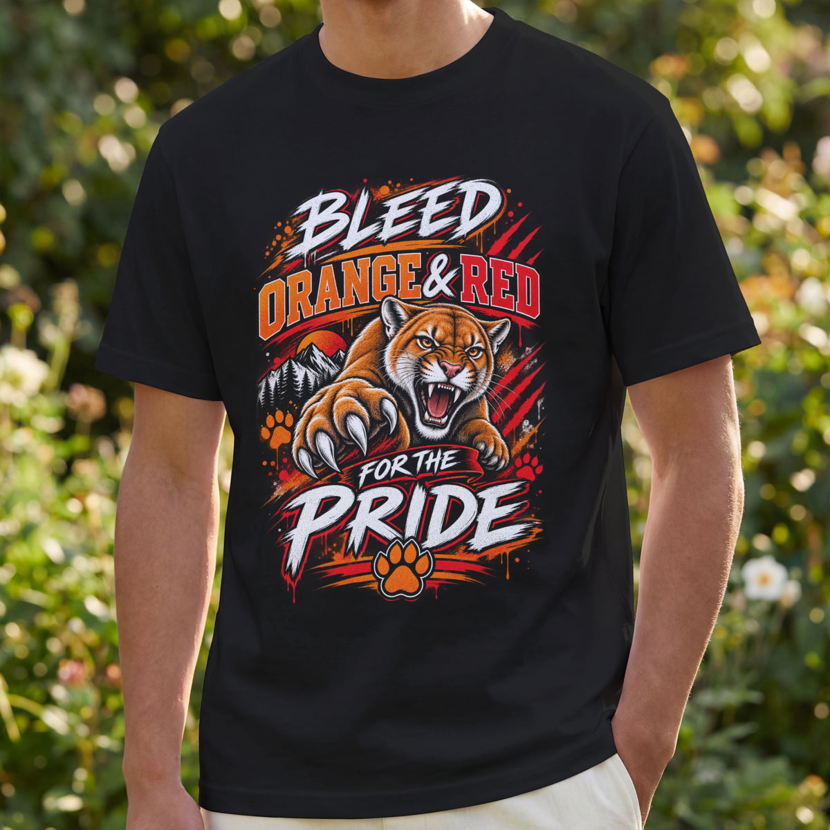 Cougar Spirit Wear Graphic Tee | Bleed Orange & Red for the Pride Fan T-shirt