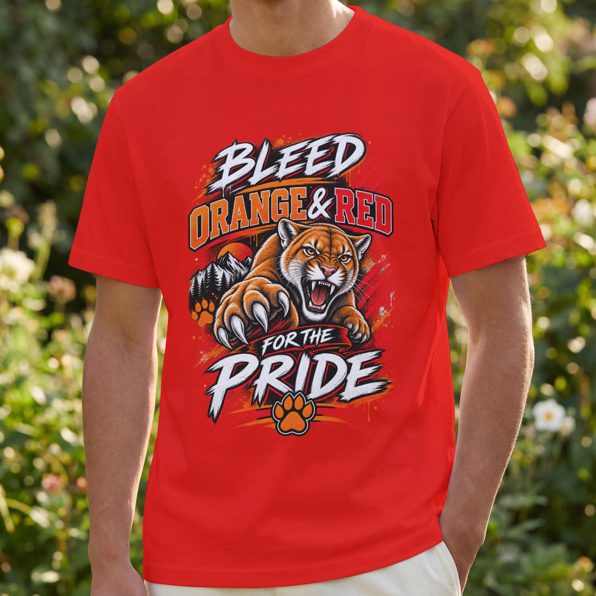 Cougar Spirit Wear Graphic Tee | Bleed Orange & Red for the Pride Fan T-shirt