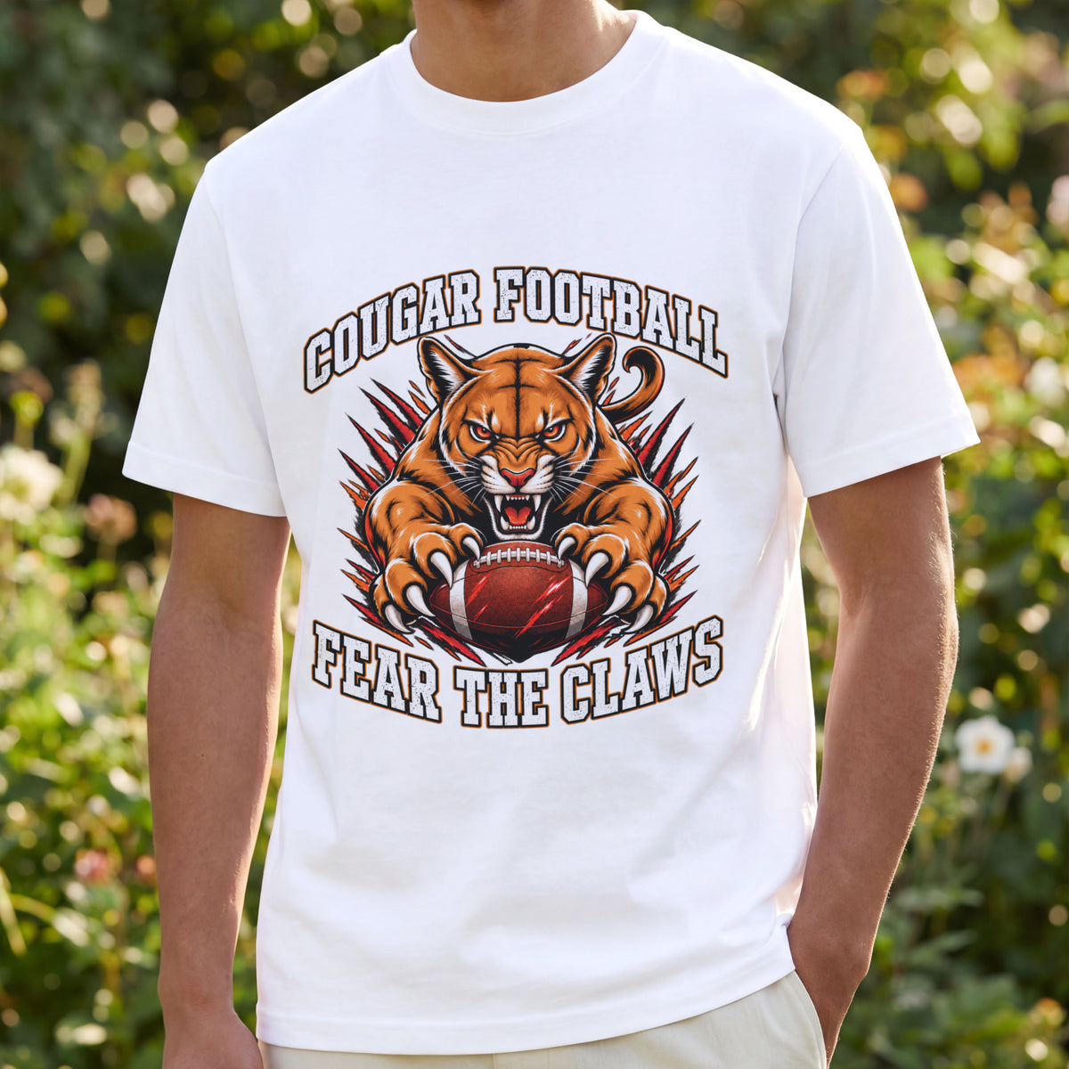 Cougar Football Spirit Wear | Cougar Pride Graphic Tee | Fear the Claws Cougar Football T-shirt