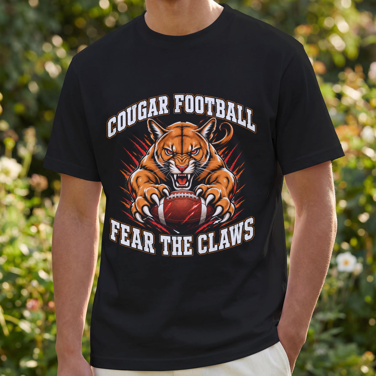 Cougar Football Spirit Wear | Cougar Pride Graphic Tee | Fear the Claws Cougar Football T-shirt