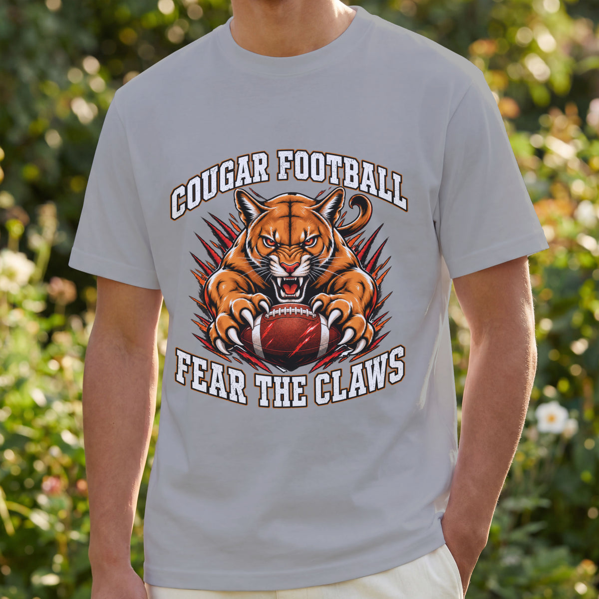 Cougar Football Spirit Wear | Cougar Pride Graphic Tee | Fear the Claws Cougar Football T-shirt