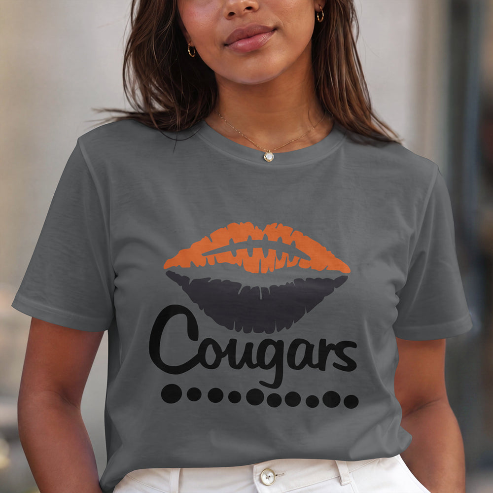 Cougars Lips School Spirit Shirt | Cougar Spirit Wear| School Football Fan Shirt