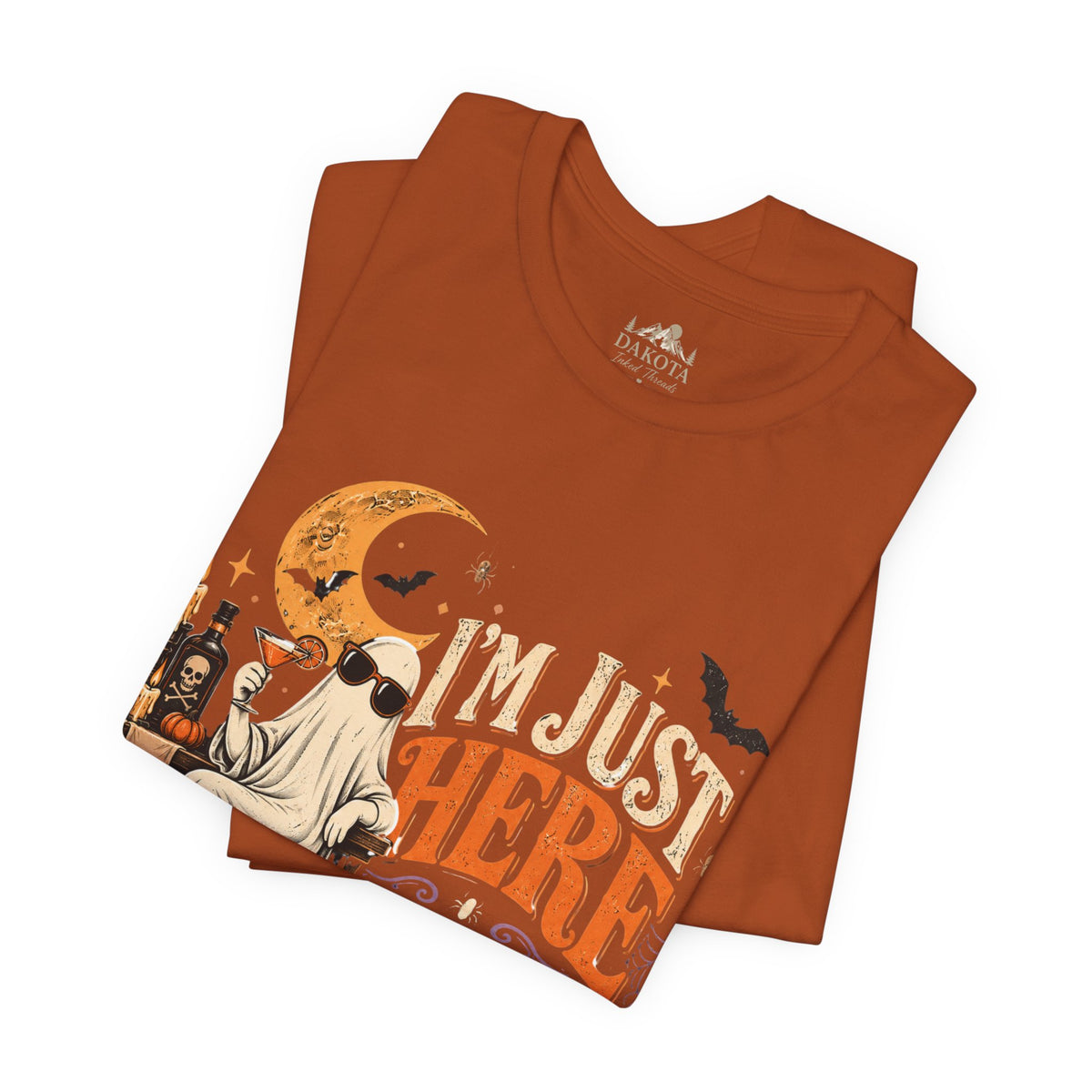 I'm Just Here for the Booze Shirt | Funny Halloween Shirt | Vintage Witchy Halloween Tee | Bella+Canvas Spooky Season Party Shirt