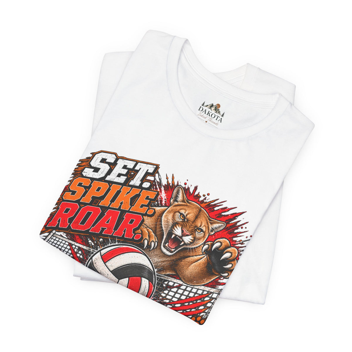 Spirit Wear Graphic Tee | Cougars Volleyball T-Shirt | Set Spike Roar Volleyball Shirt