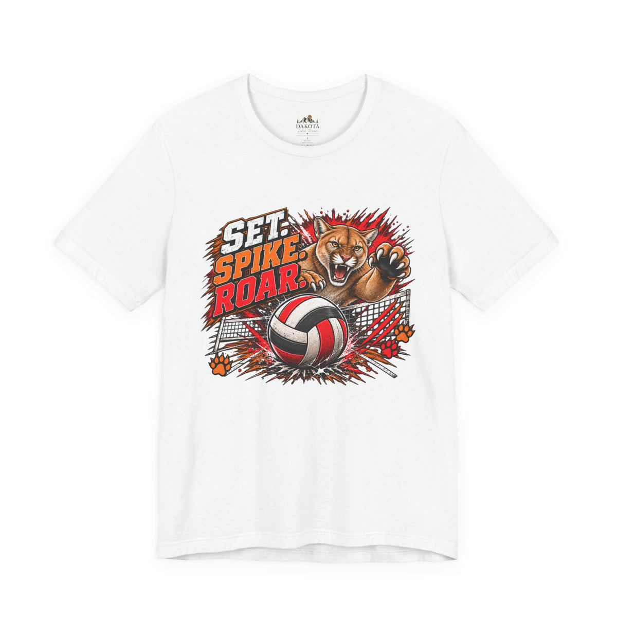 Spirit Wear Graphic Tee | Cougars Volleyball T-Shirt | Set Spike Roar Volleyball Shirt
