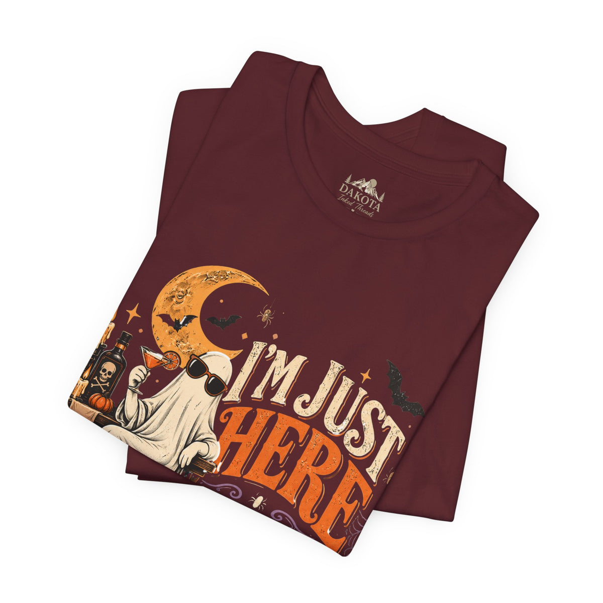 I'm Just Here for the Booze Shirt | Funny Halloween Shirt | Vintage Witchy Halloween Tee | Bella+Canvas Spooky Season Party Shirt