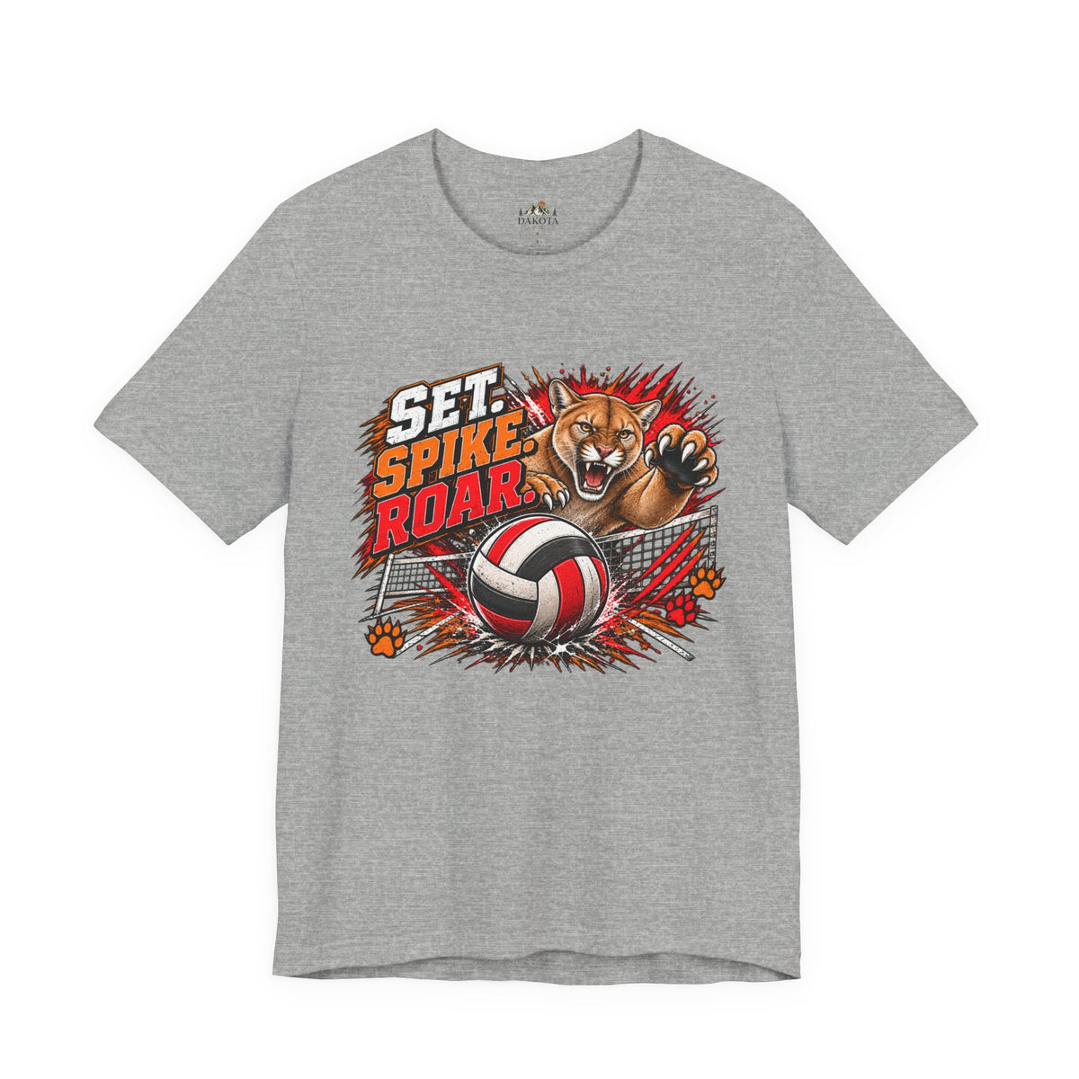 Spirit Wear Graphic Tee | Cougars Volleyball T-Shirt | Set Spike Roar Volleyball Shirt