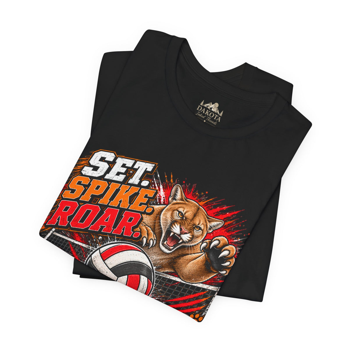 Spirit Wear Graphic Tee | Cougars Volleyball T-Shirt | Set Spike Roar Volleyball Shirt