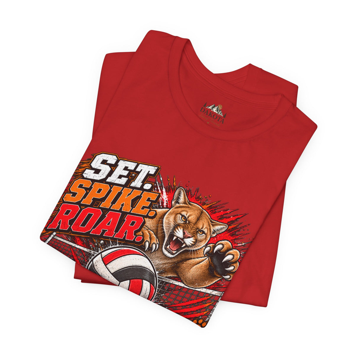 Spirit Wear Graphic Tee | Cougars Volleyball T-Shirt | Set Spike Roar Volleyball Shirt