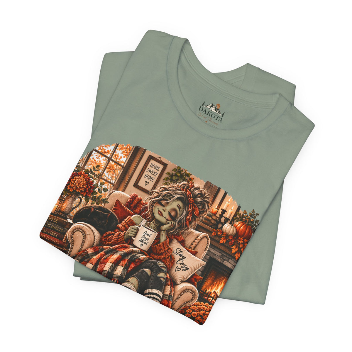 Creature Comforts Cozy Fall T‑Shirt — 'Creature Comforts' Vintage Pumpkin & Plaid Autumn Tee