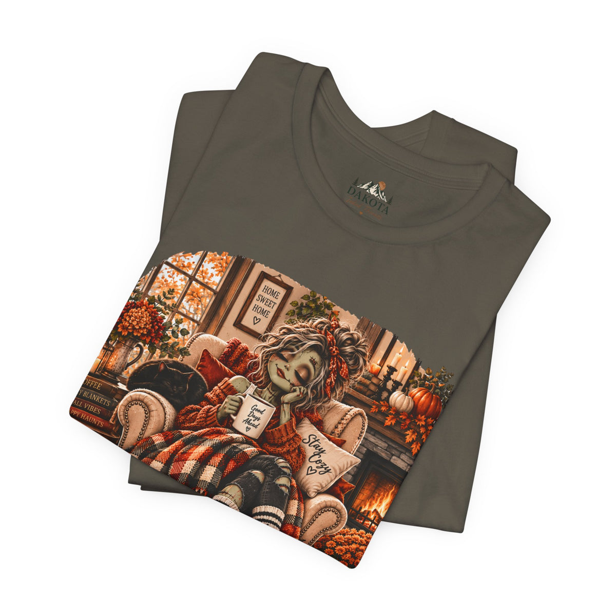 Creature Comforts Cozy Fall T‑Shirt — 'Creature Comforts' Vintage Pumpkin & Plaid Autumn Tee